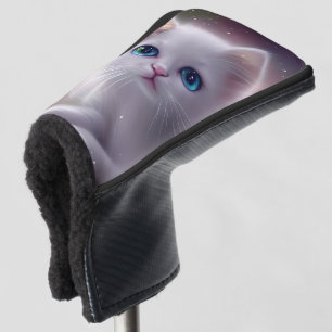 Beautiful Fantasy White Fluffy Cat  Golf Head Cover