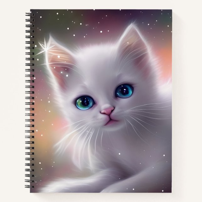 Beautiful Fantasy White Fluffy Cat  Notebook (Front)