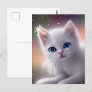 Beautiful Fantasy White Fluffy Cat  Postcard