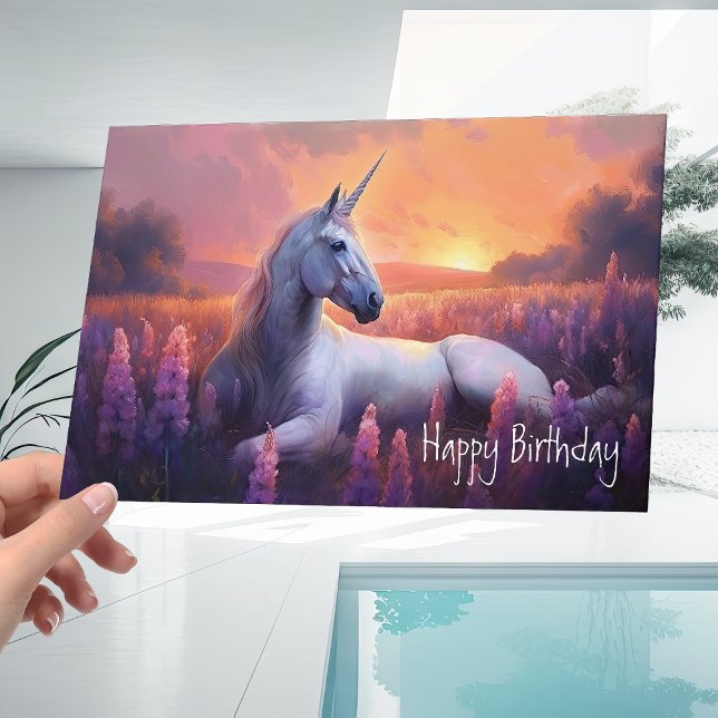 Beautiful Fantasy White Unicorn Birthday Card (Creator Uploaded)