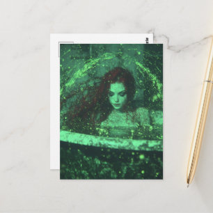 Beautiful Fantasy Woman with Red Hair in Tub Postcard
