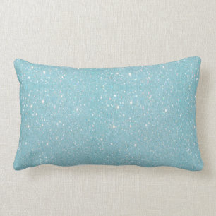 Beautiful fashionable soft blue glitter shinning lumbar pillow