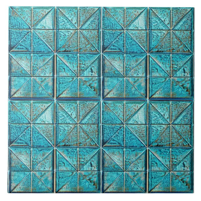 Beautiful faux-metallic small teal aesthetic artsy tile (Front)