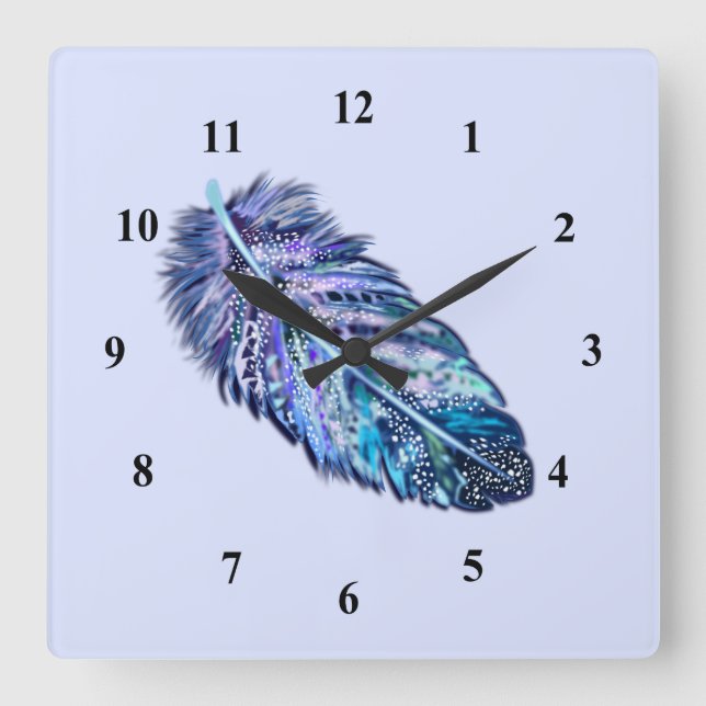 Beautiful Feather - Choose your colour Square Wall Clock (Front)