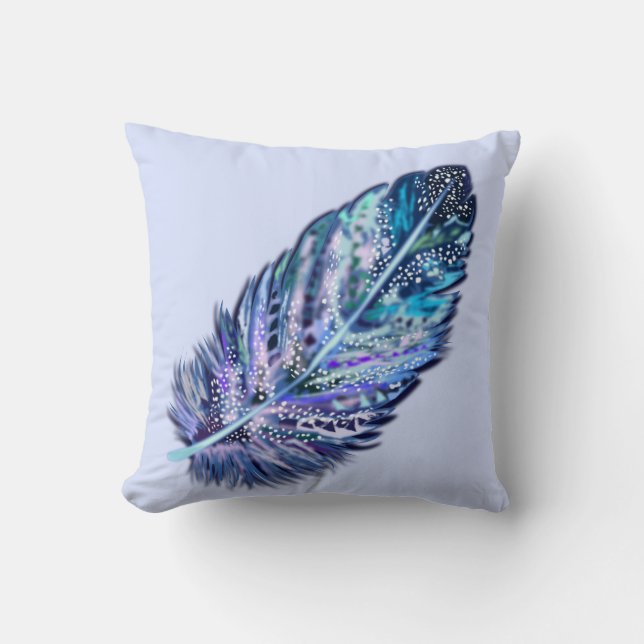Beautiful Feather - Choose your colours Throw Pillow (Front)