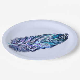 Beautiful Feather Paper Plates - Customizable