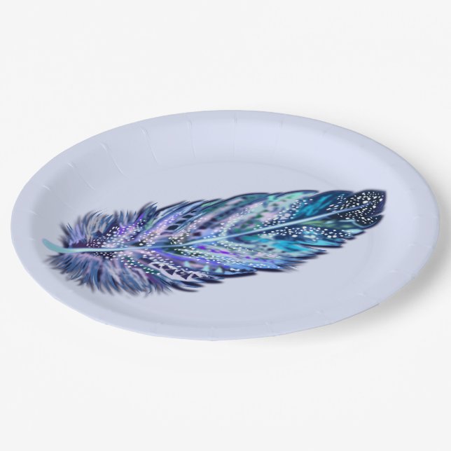 Beautiful Feather Paper Plates - Customizable (Angled)
