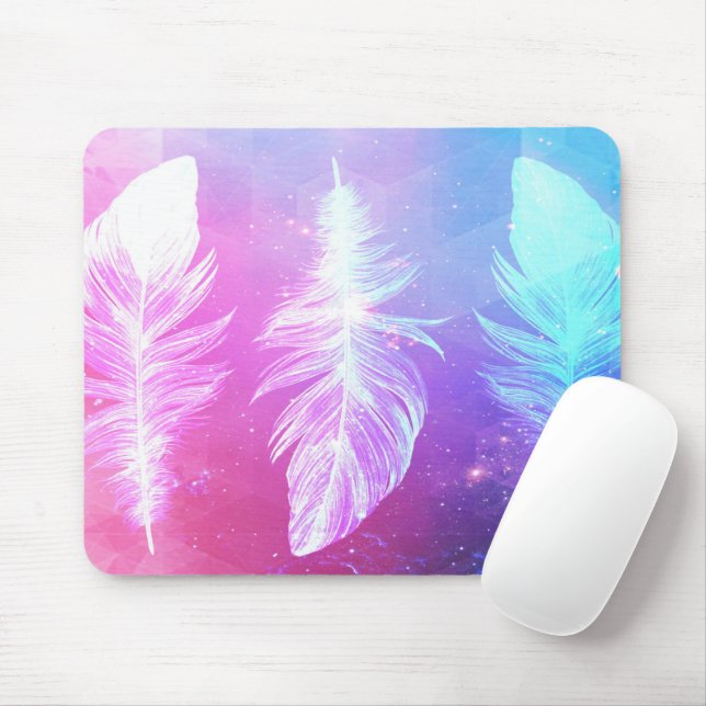 Beautiful Feathers in Space Mouse Pad (With Mouse)