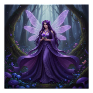 Beautiful February Amethyst Fairy Poster