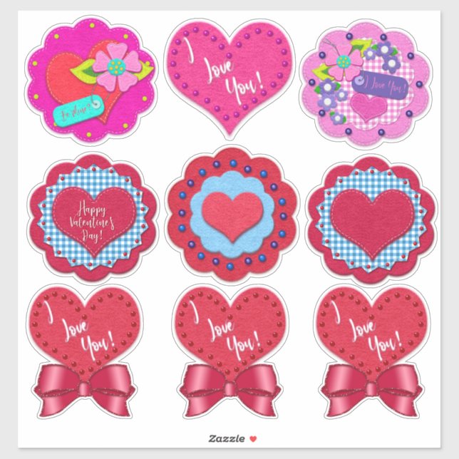 Beautiful Felt Look Valentine's Day Rounds  (Sheet)