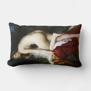 Beautiful Female Bather (by Bouguereau) Lumbar Pillow