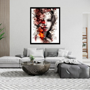 Beautiful Female Flowers fantasy Abstract Poster