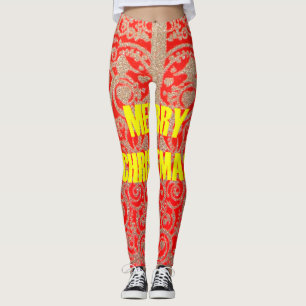 Beautiful Female Santa Merry Christmas Glitter art Leggings