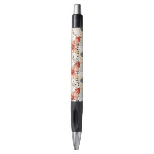 Beautiful Feminine Peach Blue and White Floral Pen