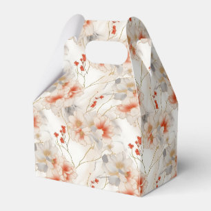 Beautiful Feminine Peach Red Floral Favor Box