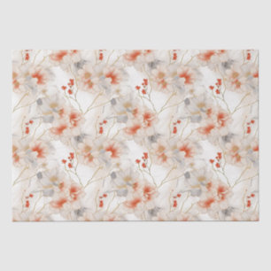 Beautiful Feminine Peach Red Floral Tissue Paper