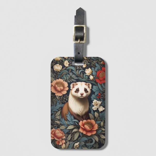 Beautiful Ferret William Morris Inspired  Luggage Tag (Front Vertical)