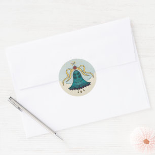 Beautiful Festive Bell with yellow ribbons Classic Round Sticker