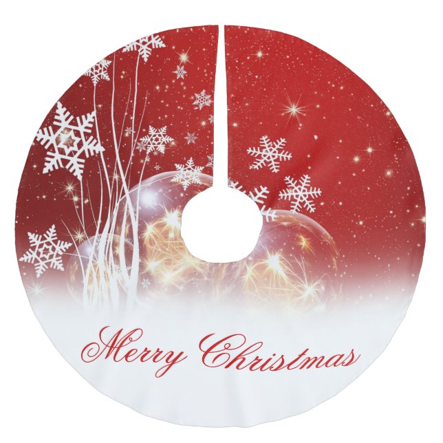 Beautiful festive “Merry Christmas” illustration Brushed Polyester Tree Skirt (Front)