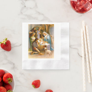 Beautiful festive nativity decoration napkin