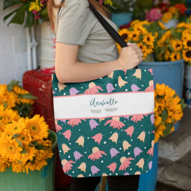 Beautiful Field Flowers with Name  Tote Bag (Creator Uploaded)