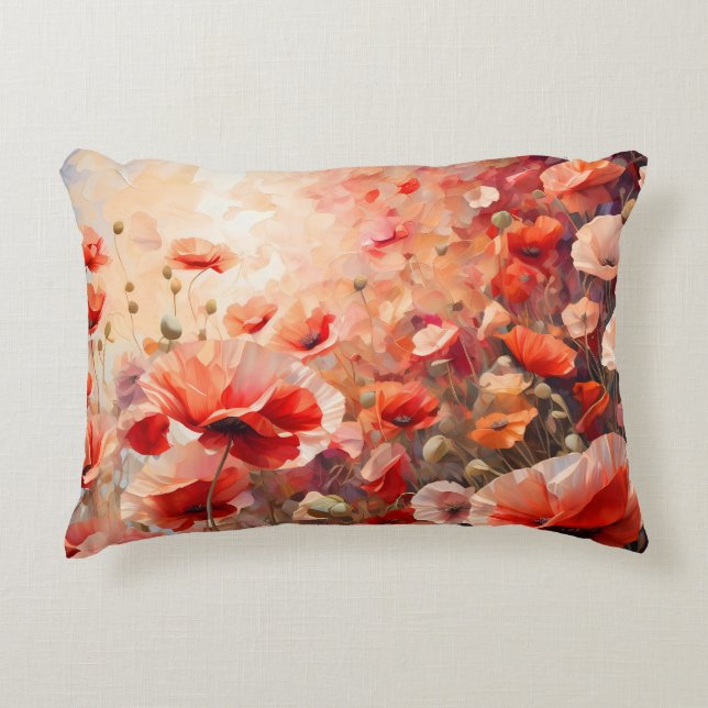 Beautiful Field of Poppy Designer  Accent Pillow (Front)