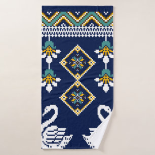 Beautiful figure tribal Ukrainian geometric ethnic Bath Towel