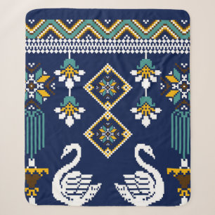 Beautiful figure tribal Ukrainian geometric ethnic Sherpa Blanket