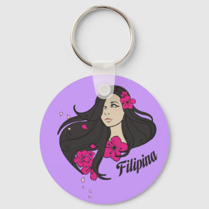 Beautiful Filipina Graphic Tee Keychain