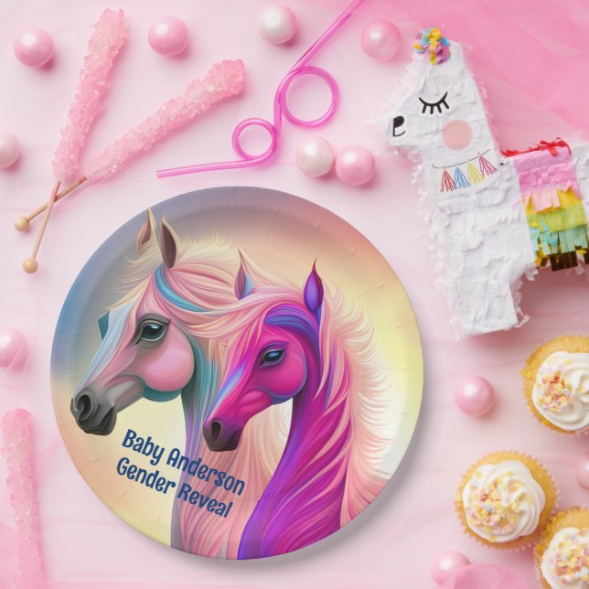 Beautiful Filly or Colt Gender Reveal Paper Plate (Party)