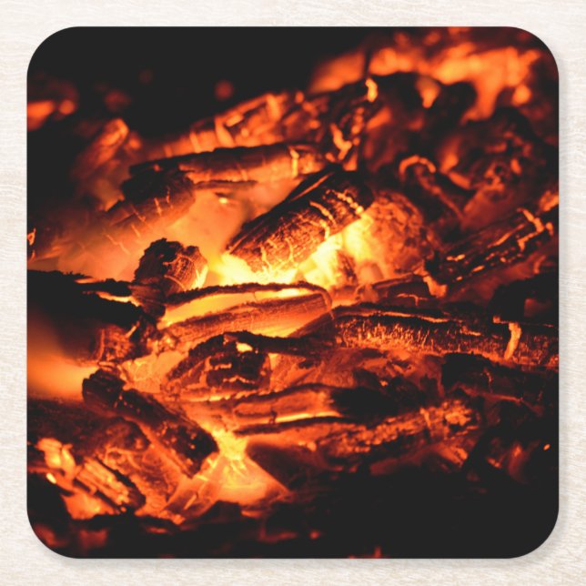 Beautiful Fire Square Paper Coaster (Front)