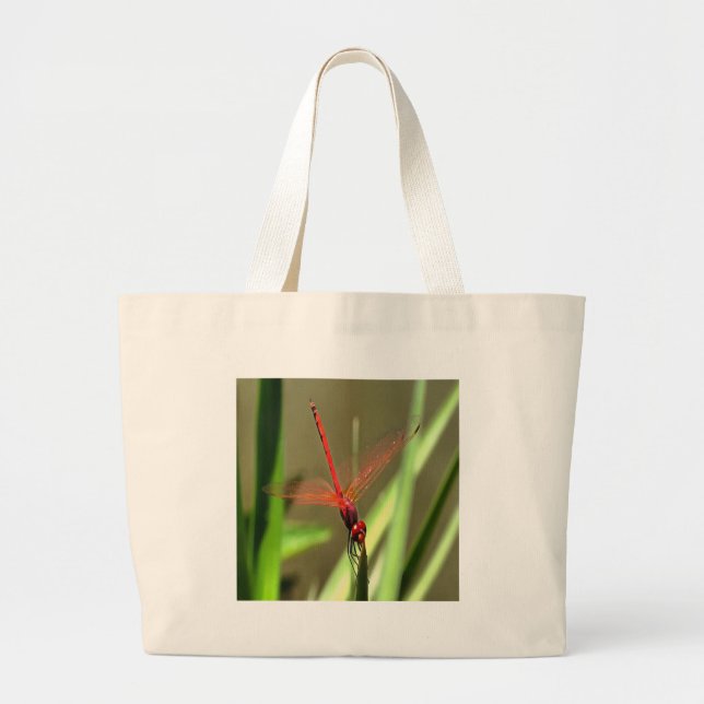 Beautiful Firecracker Dragonfly Acrylic Painting Large Tote Bag (Front)
