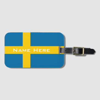 Beautiful Flag of Sweden With Monogram Luggage Tag