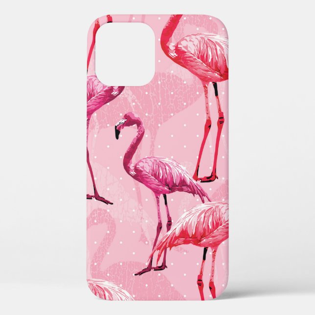Beautiful Flamingo Bird Pink Seamless Pattern illu Case-Mate iPhone Case (Back)