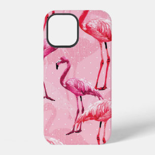 Beautiful Flamingo Bird Pink Seamless Pattern illu iPhone 12 Case