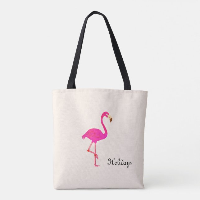 Beautiful Flamingo & calligraphy on Ivory Tote Bag (Back)