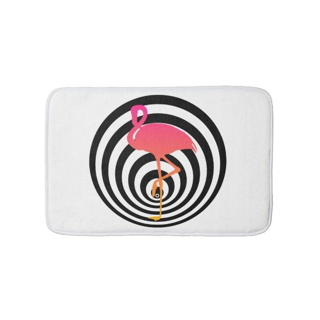 Beautiful flamingo in circles bath mat (Front)