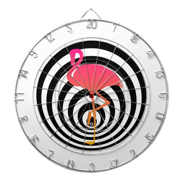 Beautiful flamingo in circles dartboard (Front)
