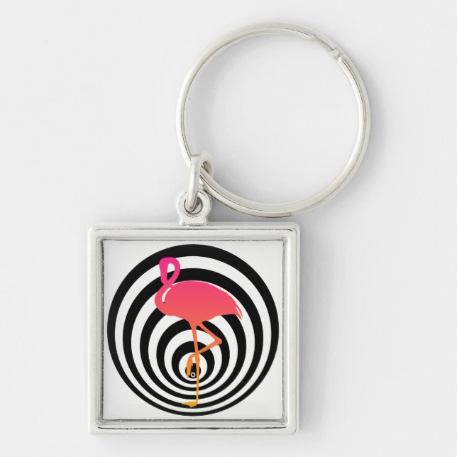 Beautiful flamingo in circles keychain (Front)