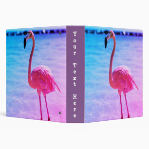Beautiful Flamingo in the Water on a Beach Binder