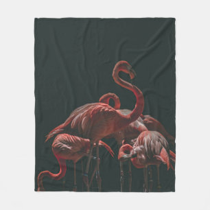 BEAUTIFUL FLAMINGO ON DARK BACKGROUND FLEECE BLANKET