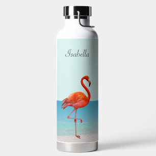 Beautiful Flamingo on the Beach Water Bottle
