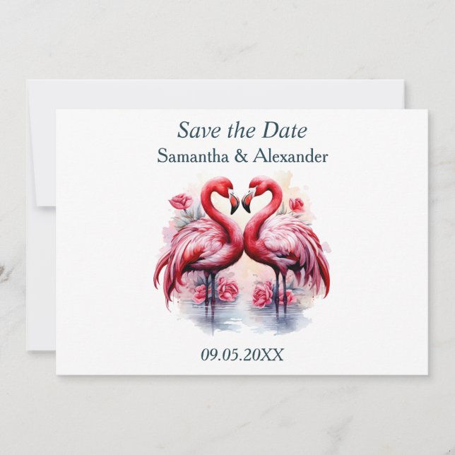 Beautiful Flamingo Save the Date (Front)