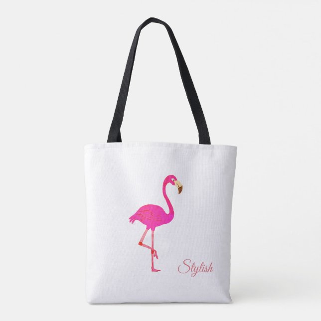Beautiful Flamingo & Stylish Calligraphy on White Tote Bag (Back)