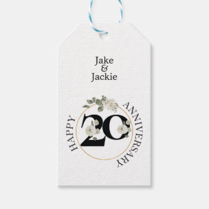 Beautiful Floral 20th Anniversary Custom Gift Tags