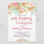 Beautiful Floral Adult Birthday Invitation<br><div class="desc">Beautiful Floral Bridal Shower Invitation,  Baby Shower,  Flowers,  pink,  purple</div>