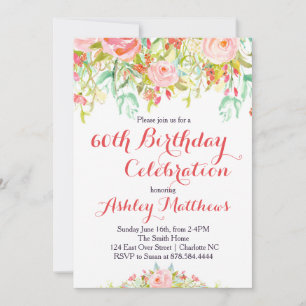 Beautiful Floral Adult Birthday Invitation