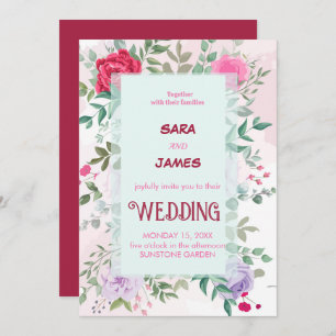 Beautiful Floral And  Elegant Blush Rose Wedding Invitation