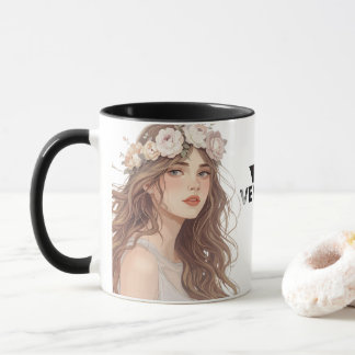 Beautiful Floral Anime Girl – Soft Pastel Aesthe Mug