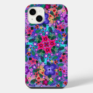 Beautiful Floral Art Bright Pink Purple iPhone 14 Plus Case